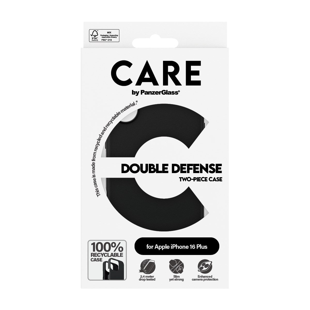 CARE by PanzerGlass® Feature Case Double Defense Schwarz iPhone 16 Plus